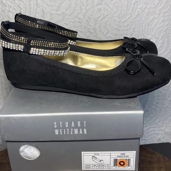 STUART Weitzman Girls Fannie Glow Rhinestone Designer Dress Flats Shoes, Size 2 - Picture 11 of 15